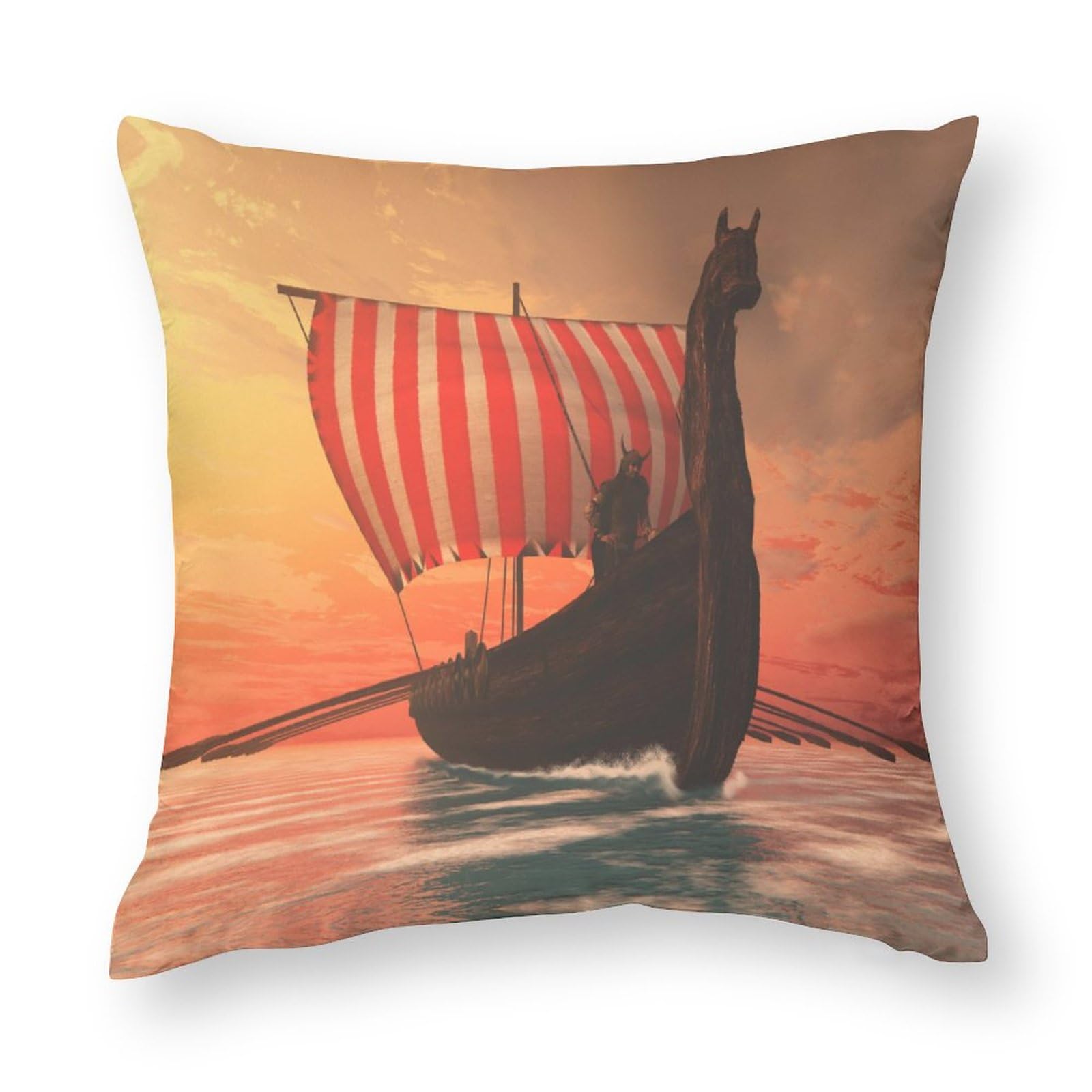 Cushion Covers 1 PCs Viking Longship Sails Decorative Pillow Covers 16x16inches (40x40cm) Soft Polyester Square Pillow Cases Pillowcases