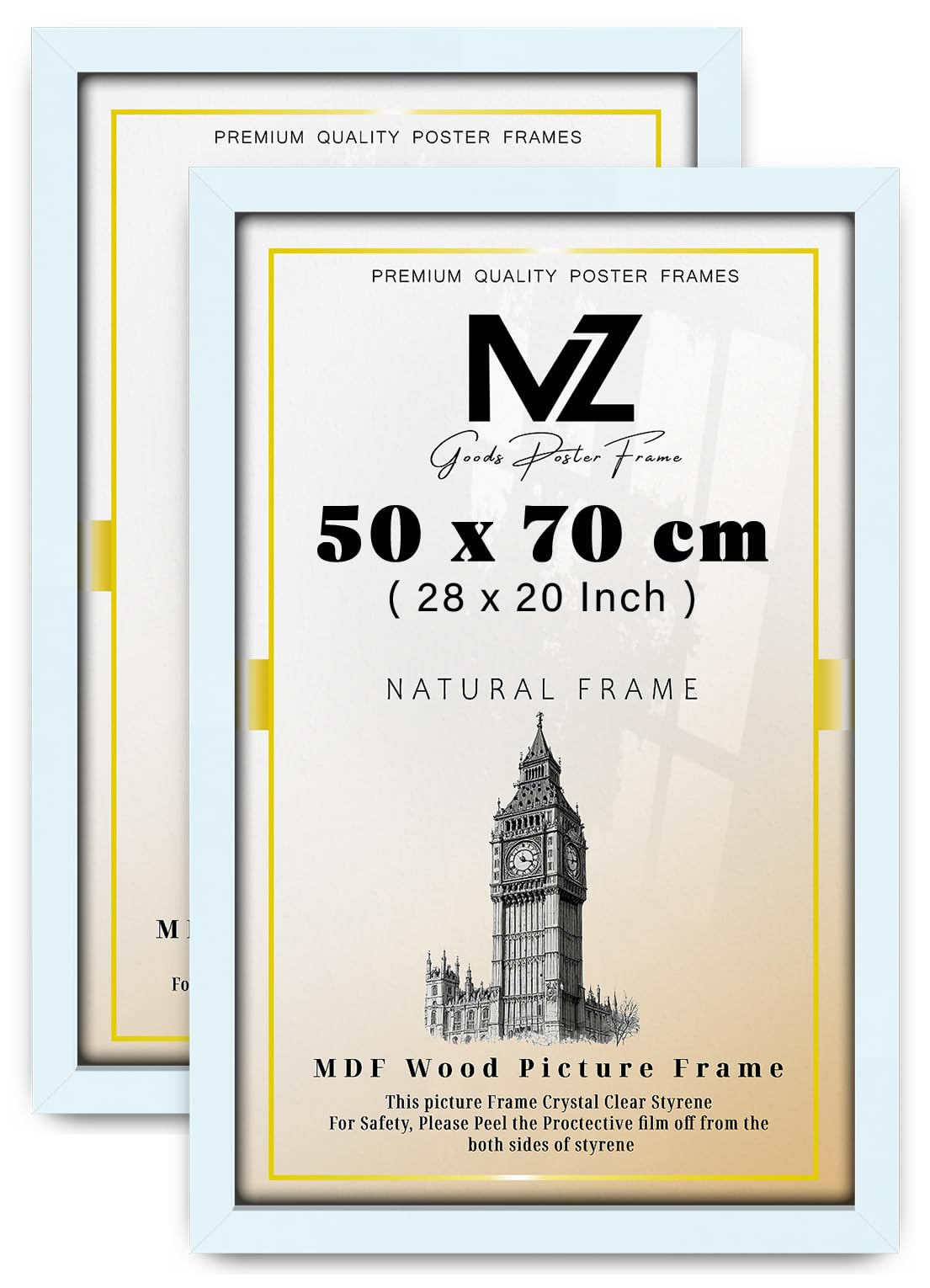 Mz Goods White Pack Of 2 Rectangle (50 X 70 Cm) Eton Wood Frame – 28 X 20 Flat Style Frame | Special Occasions 70 X 50 Cm [ ]