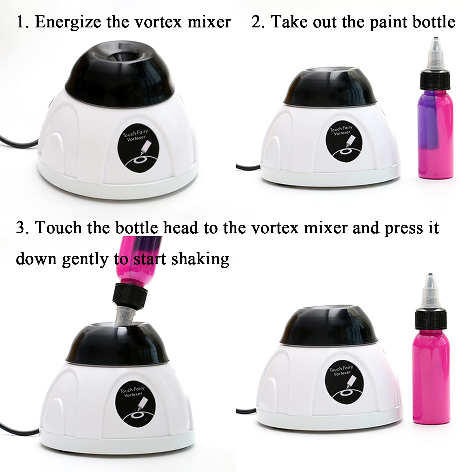Vortex - Mezclador de pintura en modo táctil con ventosa de goma estable para mezclar botellas de pintura en miniatura para proyectos de pintura y arte
