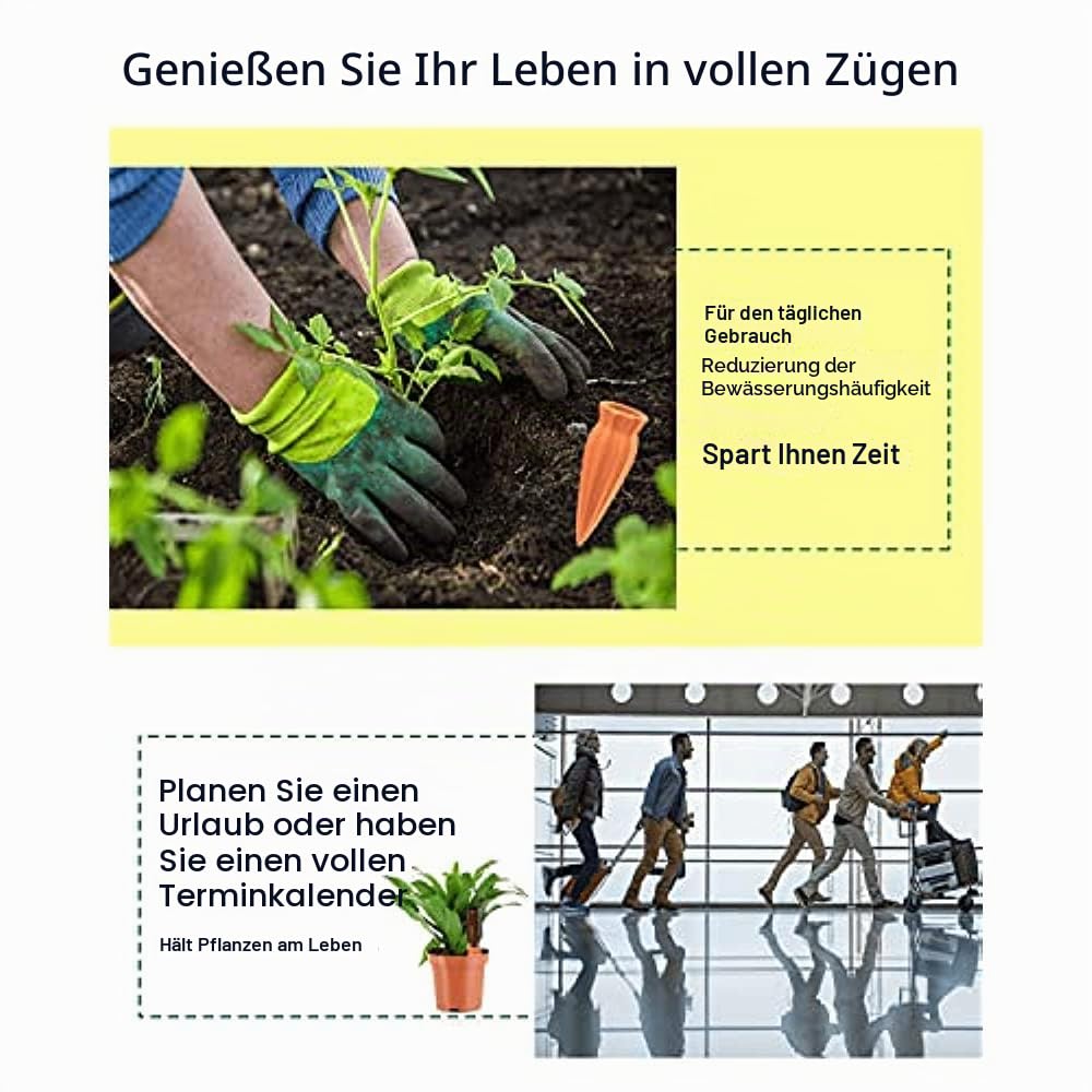 Pflanzenbewässerungsgeräte, 8 Stk. Selbstbewässernde Terrakotta-Spikes für Topfpflanzen, Selbstbewässernde Urlaubs-Pflegestäbe für Außen- und Innenpflanzen, Weinflasche