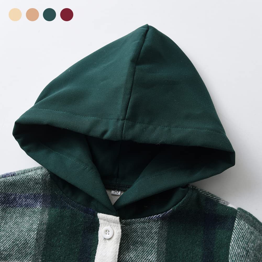 Kinder Übergangsjacke Jungen Kindermantel Mädchen Jacke Kariertem Hemd mit Kapuze für Frühling und Herbst