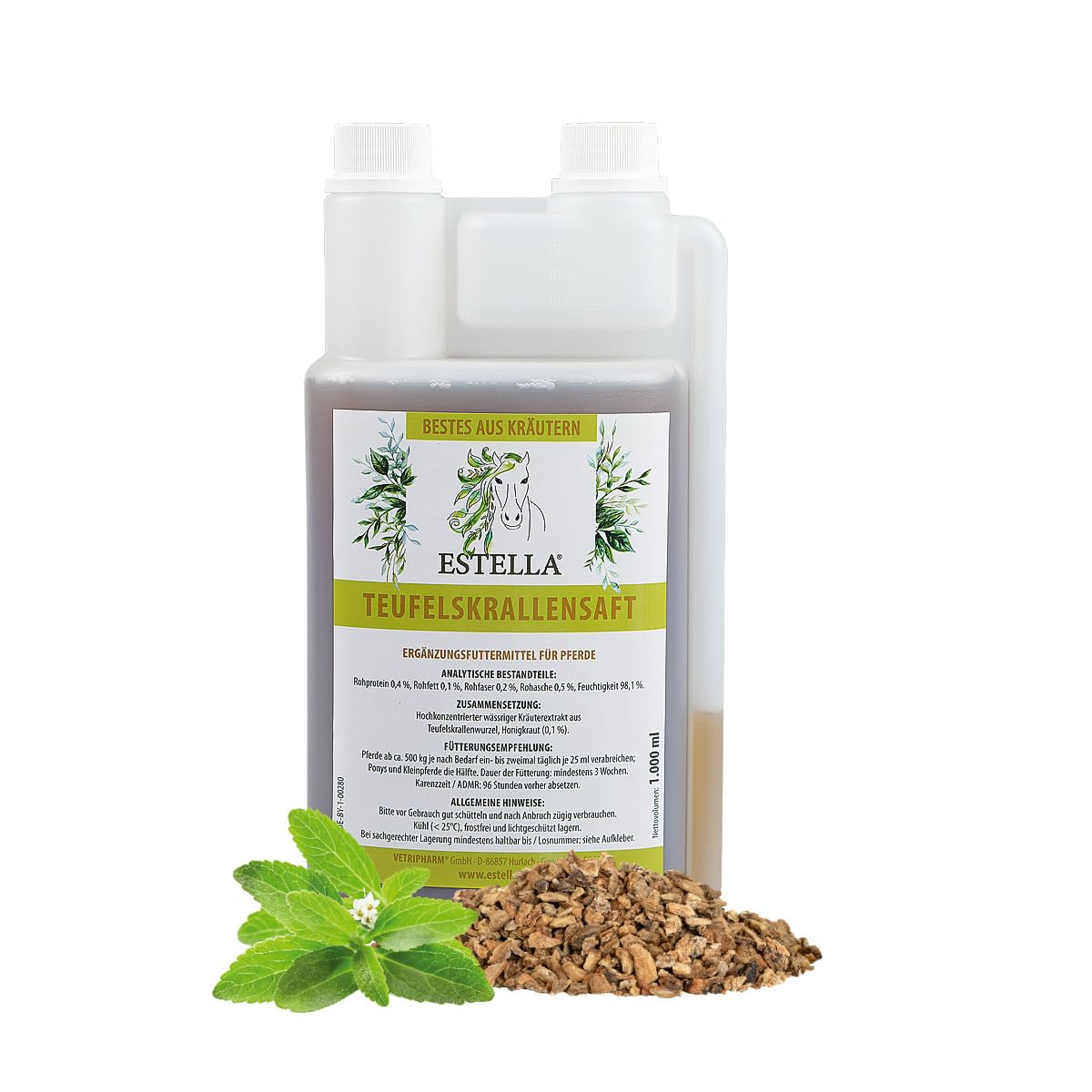 ESTELLA Zumo de garras del diablo | 1000 ml | Complemento líquido para caballos | Para el apoyo nutricional del sistema musculoesquelético