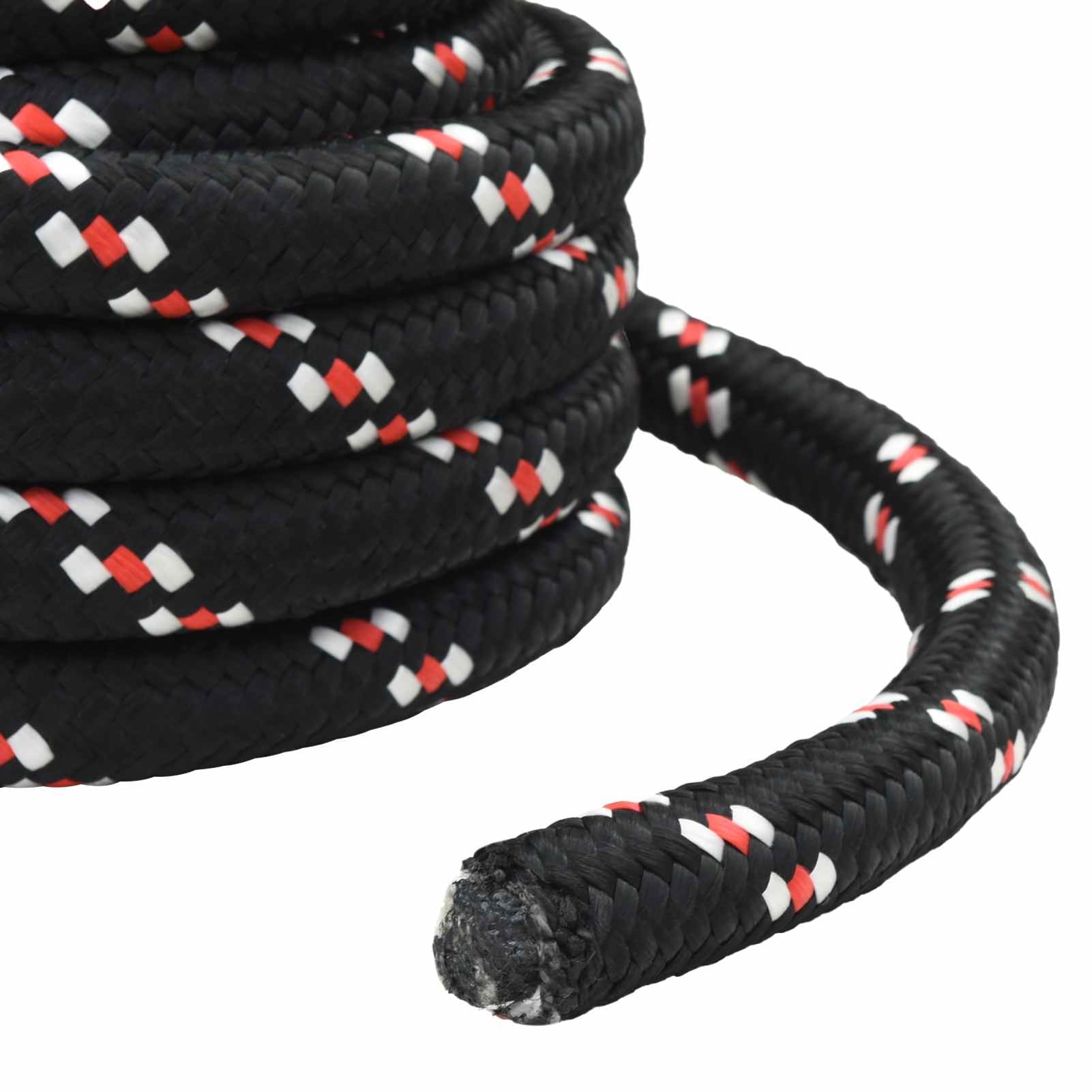 Bootsseil PP 10 m × 5 cm schwarz-rot, wasserfest, UV-beständig | Polypropylen-Material, schwimmfähig, wetterfest, für Boot, Camping & Ladungssicherung