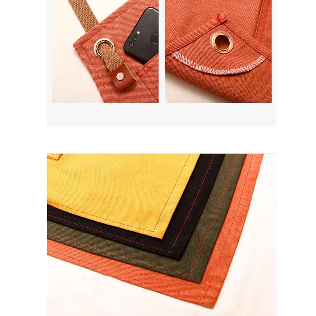 Delantal de chef, delantal de mezclilla unisex con bolsillos para cocina, restaurante, barista, barbería