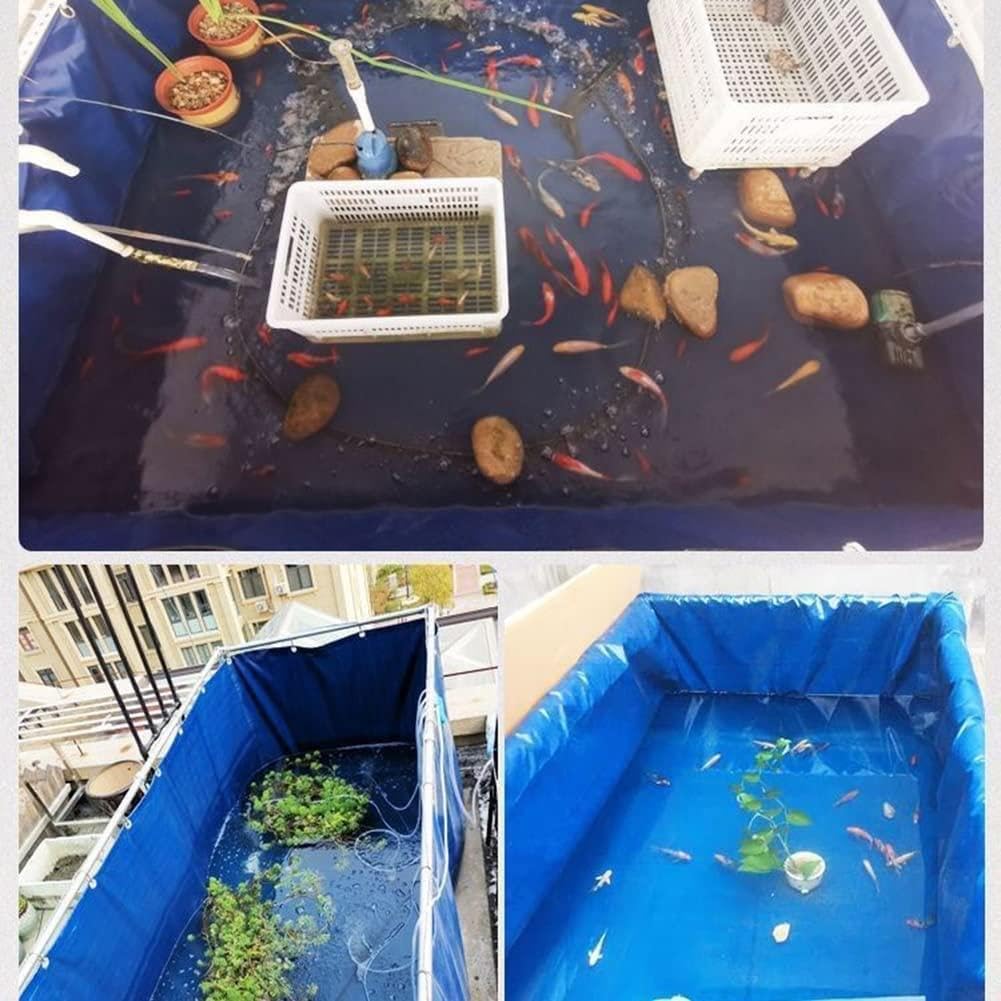 Resistente rivestimento per laghetto da 5 x 1 x 1 m, in PVC, con valvola di scarico, telo pieghevole per stagni da giardino Koi e stoccaggio dell'acqua, spessore 0,2 mm, design con occhielli per una