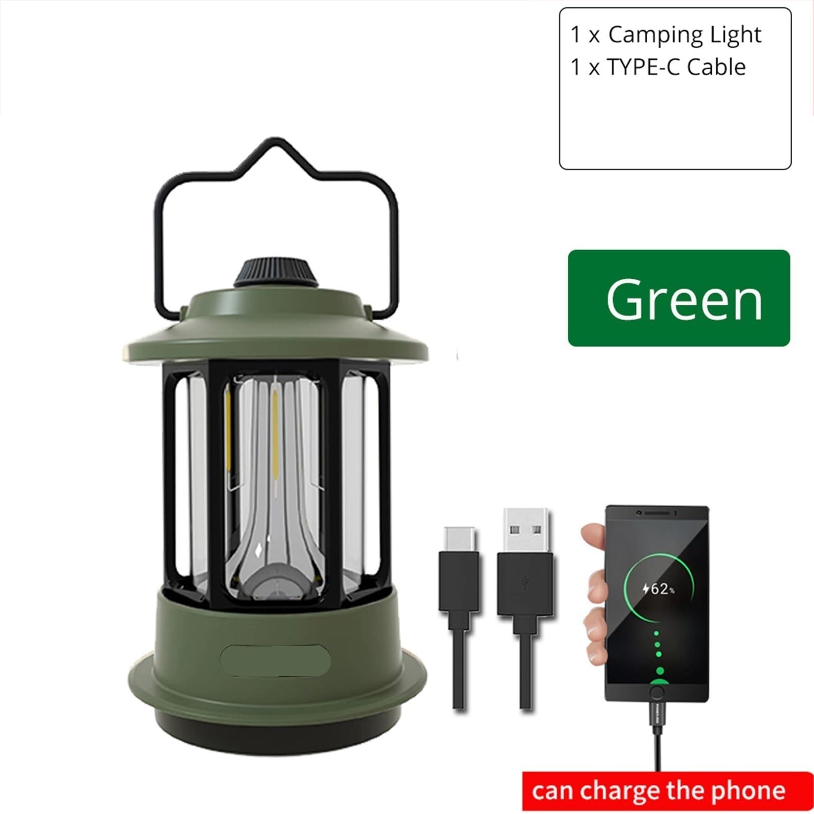 1000 W najjaśniejsze metalowe latarnie wiszące w stylu vintage, ciepłe światło, lampa kempingowa LED, do ponownego ładowania, lekkie światło namiotu do użytku na zewnątrz (brązowe)