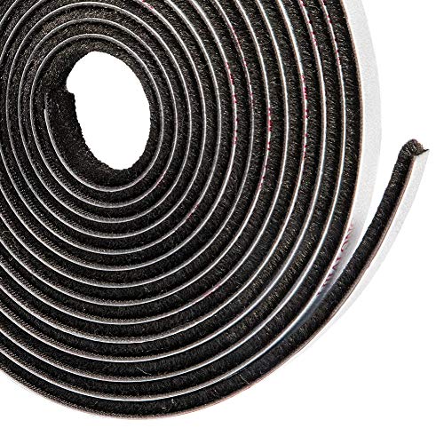 HADOR Felt Pile Weather Stripping 11/32-inch W x 3/16-inch H(4.9M Black), Adhesive Brush Seal Weatherstripping for Windows Bottom and Frame,Sliding Doors Frame