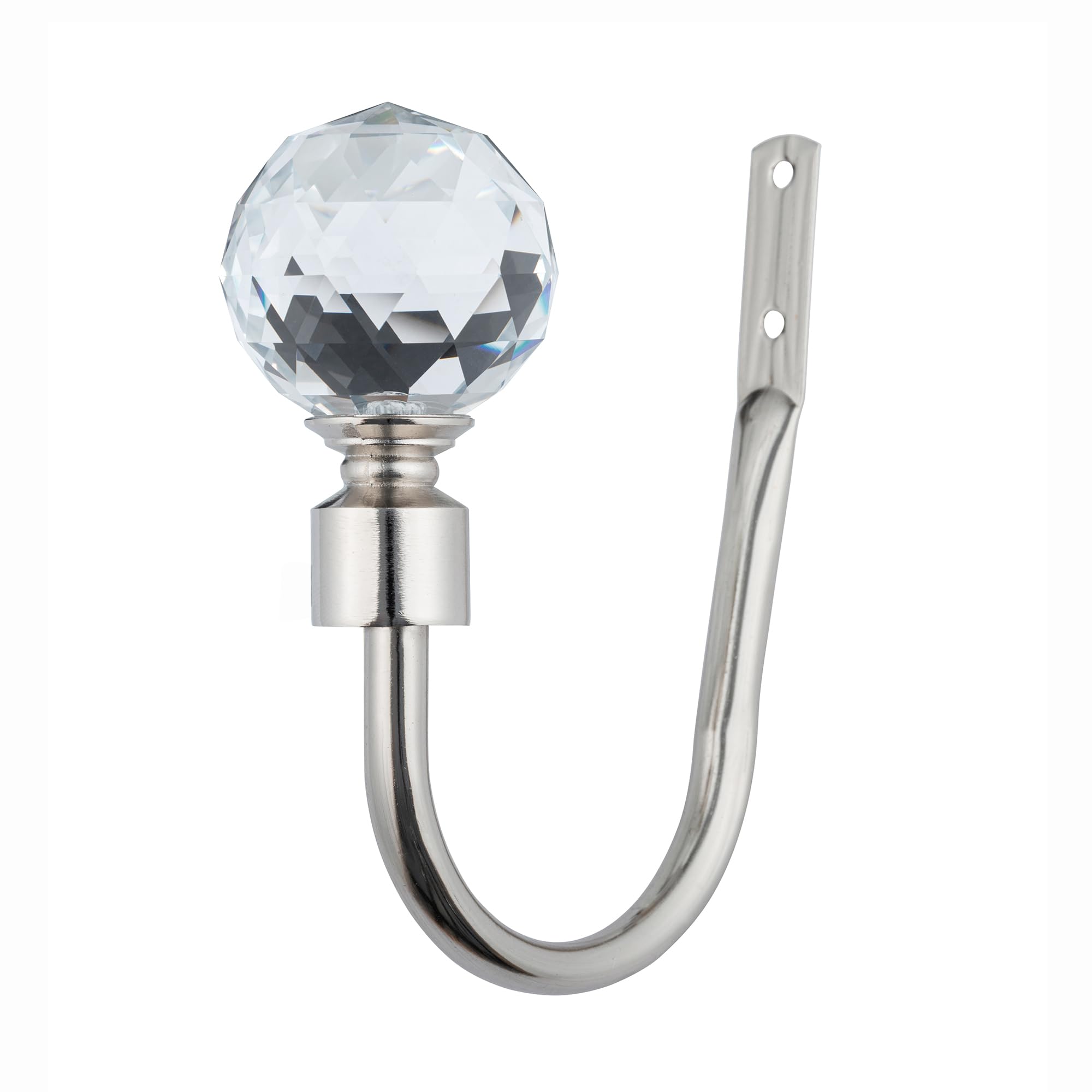 A.Unique Home Pair of Gem Crystal Ball Metal Holdbacks with Fittings, In a Variety of Colours. (Brushed Steel, Holdbacks)