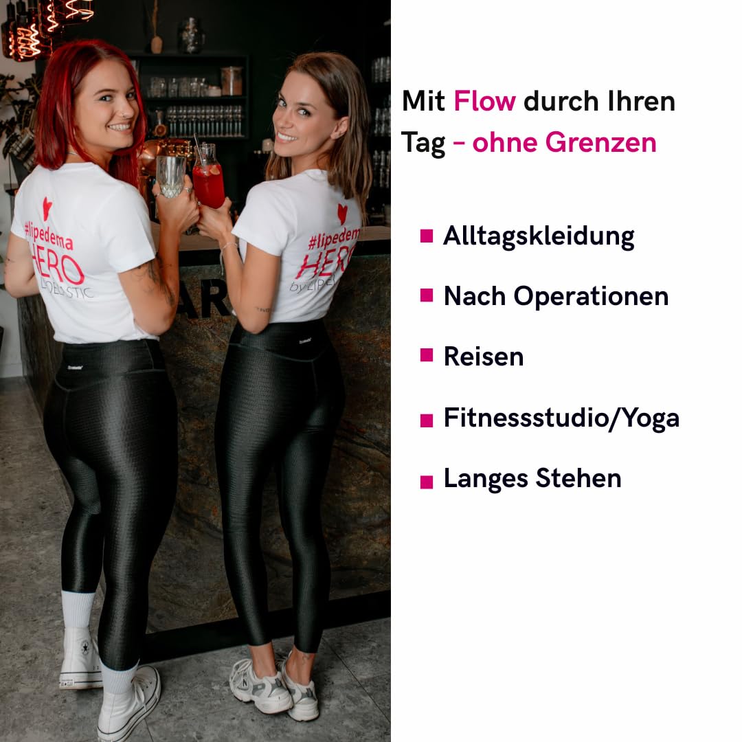LIPOELASTIC Flow Kompressionsleggings Damen | 3D-Massage-Struktur, ideal bei Lipödem, Sport & Alltag - hoch tailliert