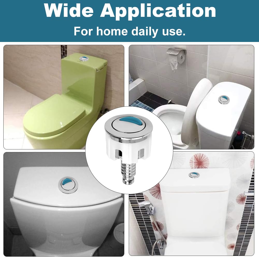 Botón de inodoro, doble botón para cisterna, ABS cromado, accesorio de repuesto para instalación de baño, botón circular, ABS cromado, accesorio de repuesto (blanco/1 pieza)