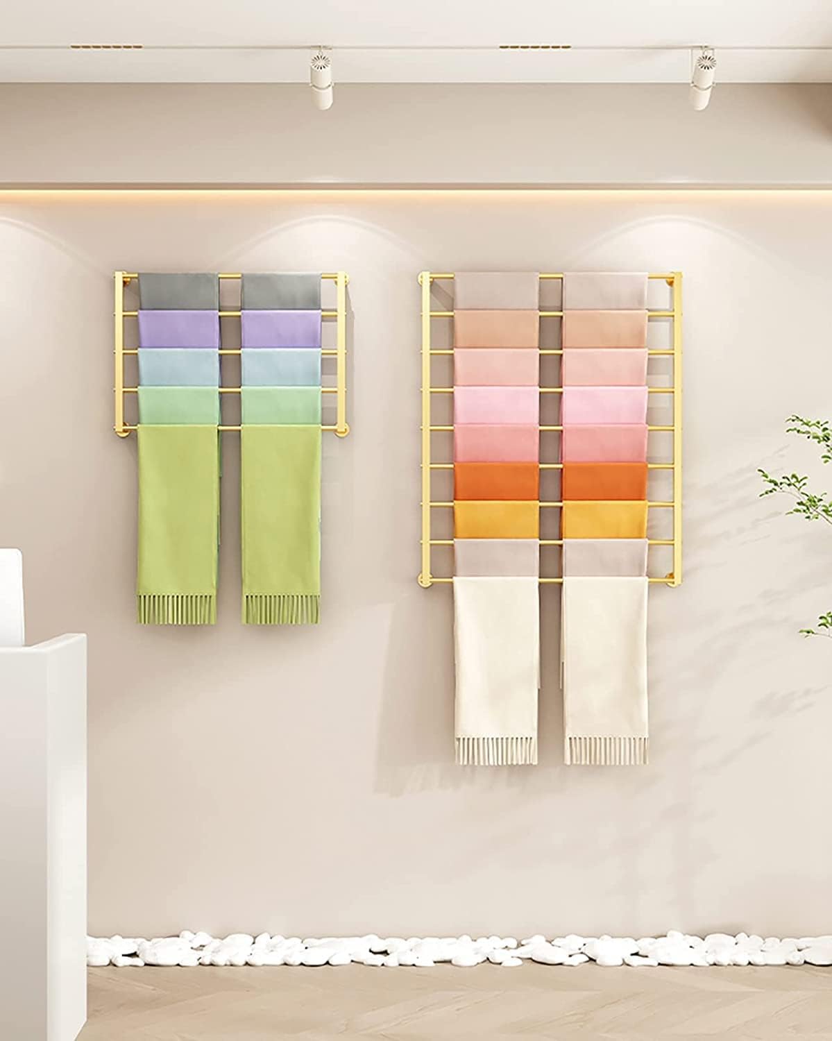 Craft Room Organiser Display Display Stand Clothing Stores Scarf Organizer Rack Wall Mounted Pants Holder, Gold Metal Shelf for Shawl Belts Ties Towels Wrapping Papers Ribbons Accessories ( Color : 60