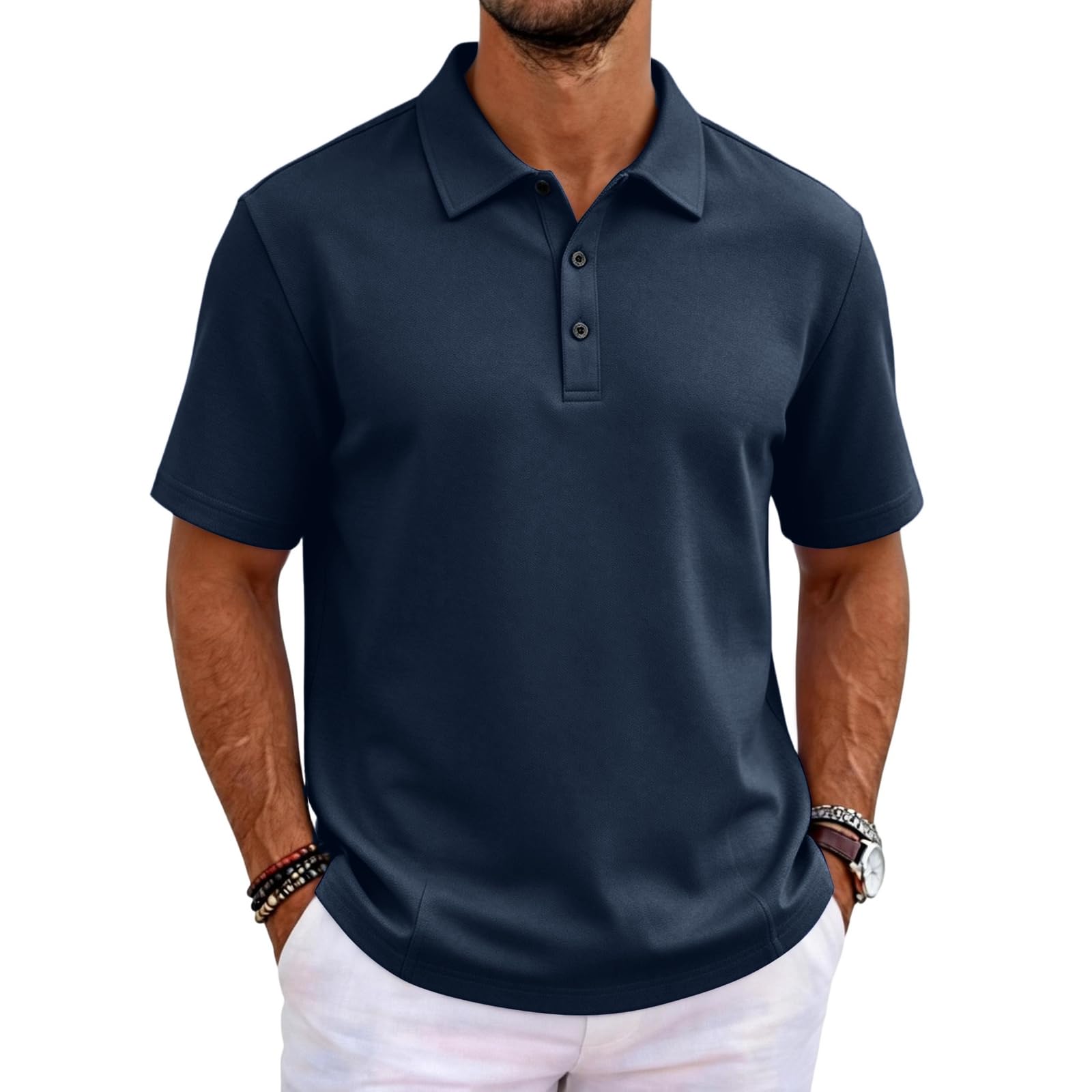 MOKBAY Polo Hombre Manga Corta Slim Fit Gym Transpirable Basica Fincut Camisetas Manga Corta Hombre Verano Deportivo Trabajo Casual Camisas