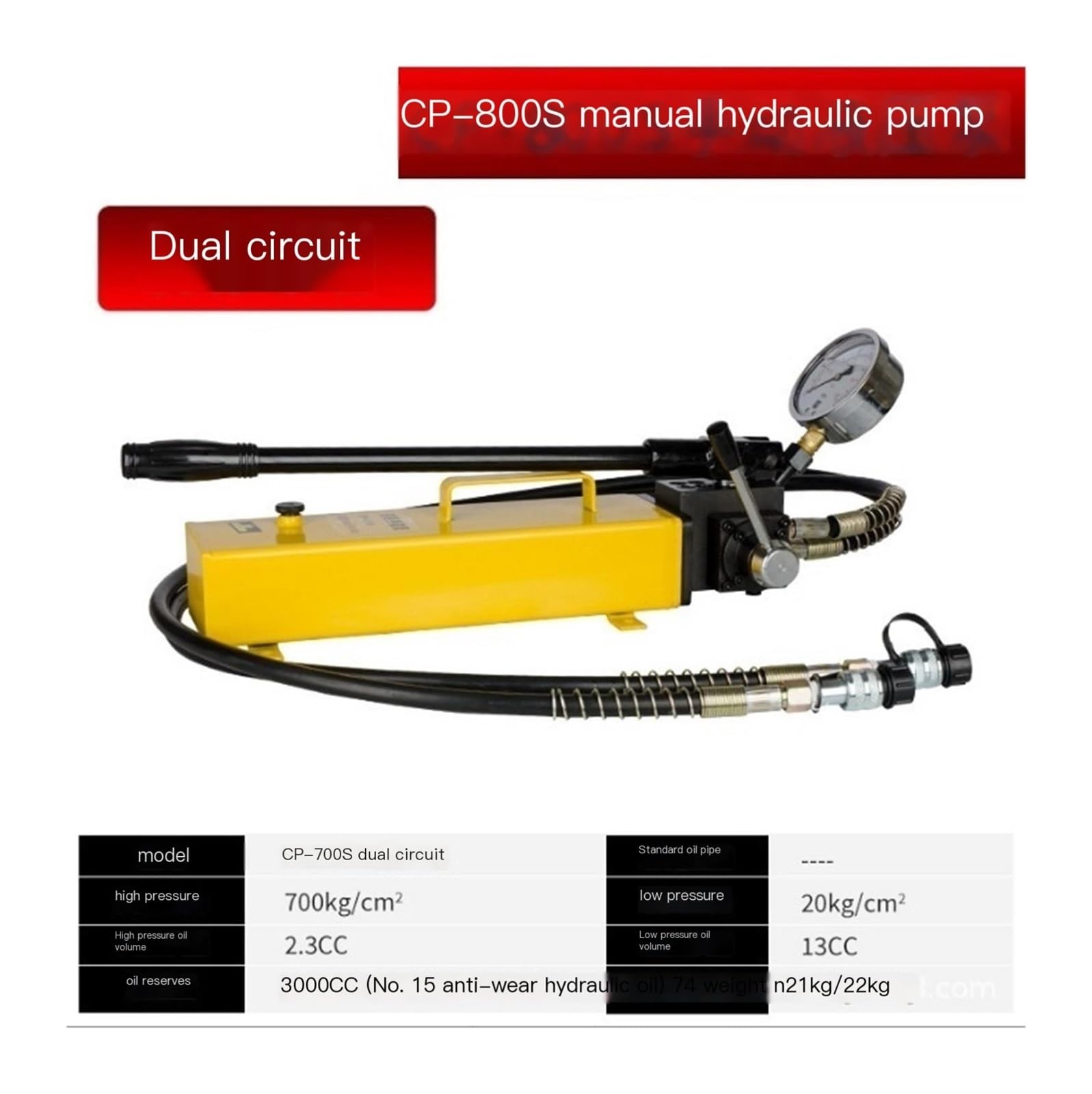 CP-800S Doppeltwirkende manuelle hydraulische Handpumpe, 700 kg/cm², zweistufig for doppeltwirkenden Zylinder