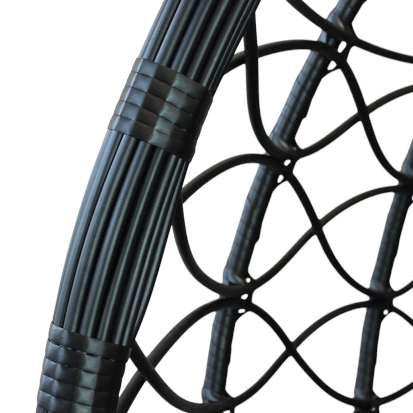 Milani Home - sedia sospesa da giardino in wicker e acciaio con cuscino, poltrona relax per terrazzo e veranda, nero