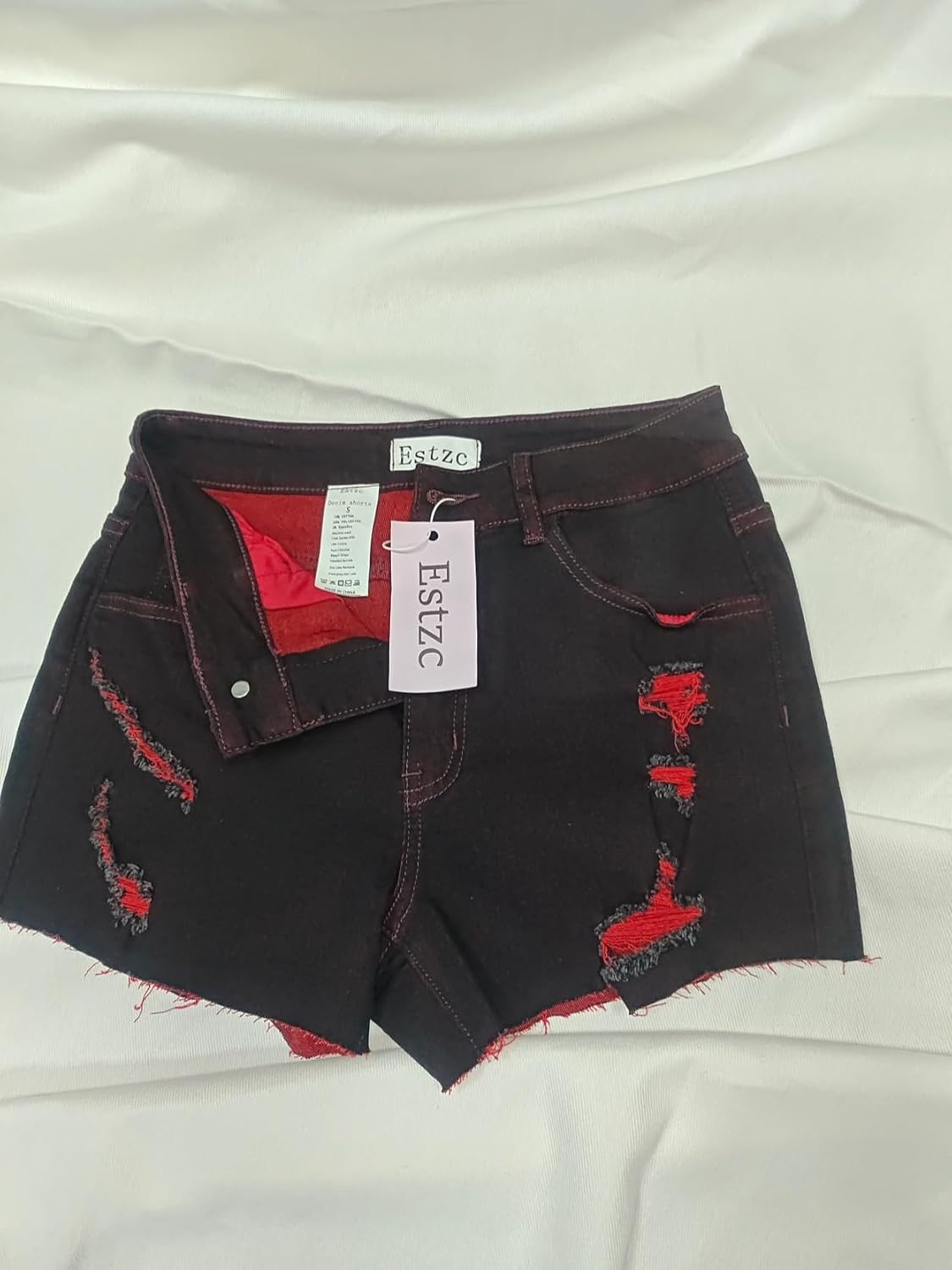 Women's Denim Shorts Stretchy, Mid Rise, Ripped Stretch Trendy Casual Frayed Hem Jeans - Image 5