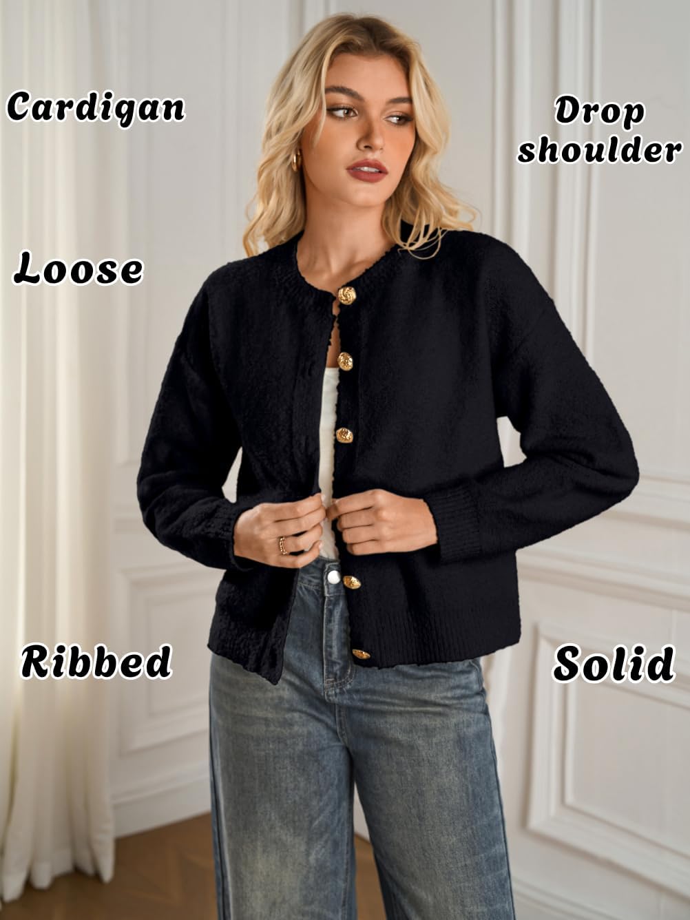 Chunky Knit Cardigan,Button Sweater Jacket for Women,Fall Trendy Cozy Cardigans - Image 3