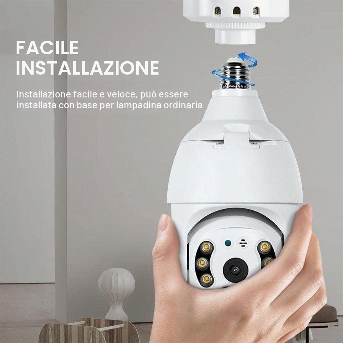 Confezione da 2 telecamere a lampadina, 360 Gradi WiFi Esterno con Visione Notturna, Telecamera di Sorveglianza Lampadina Guardcam, Monitoraggio Automatico, Audio Bidirezionale, Rilevamento Di