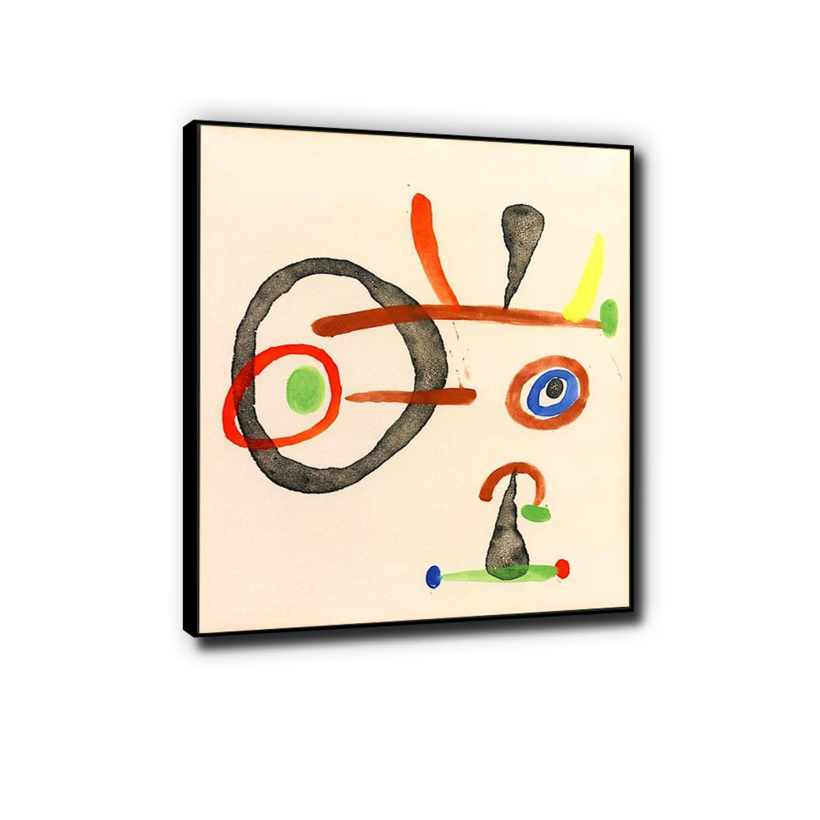 Phyrek123 Joan Miro oprawione wydruki bez tytułu obraz na płótnie Joan Miro plakat słynna sztuka abstrakcyjna reprodukcje nowoczesnej sztuki ściennej do salonu 20 x 26 cm czarna oprawiona