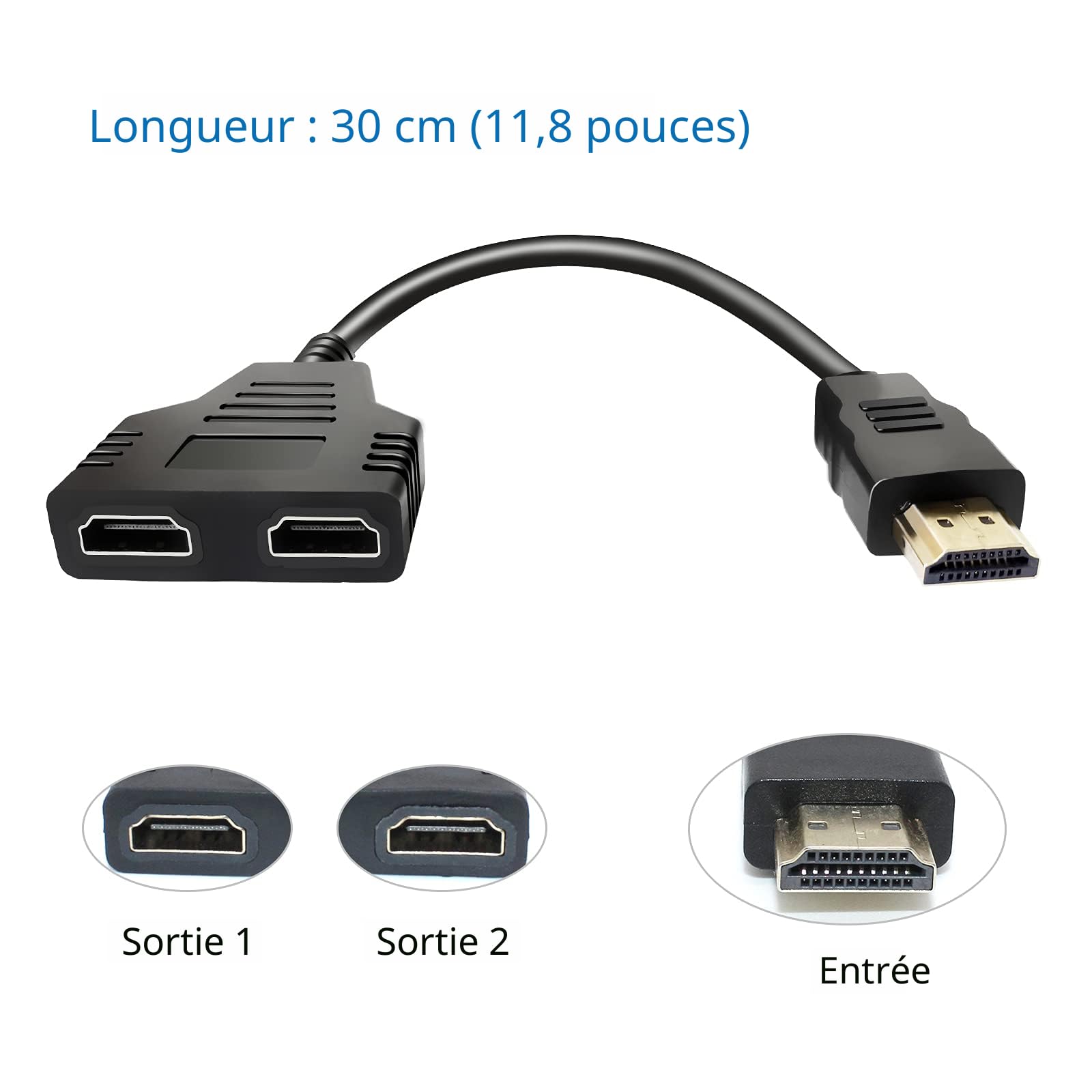 Adaptateur HDMI Miroir Répartiteur HDMI 1 Entrée 2 Sorties - Double Écran Pour TV Projecteur Splitter 1 En 2