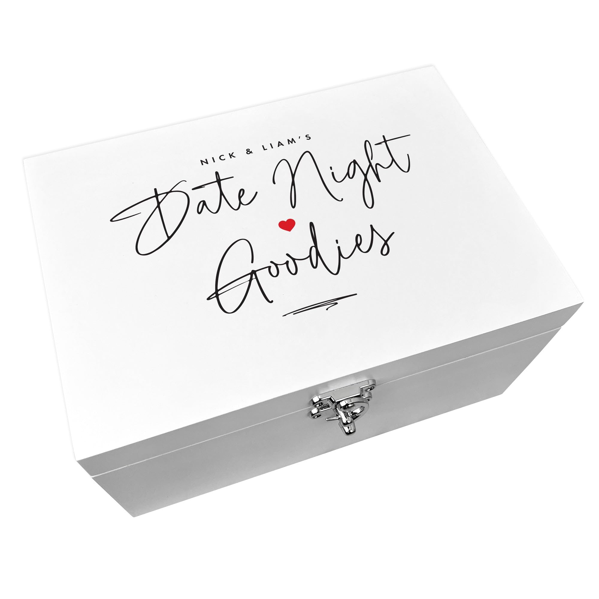 Caja personalizada de madera de pino blanco con bisagras y cierre, regalo de San Valentín, aniversario, boda, 30 cm x 23 cm x 18 cm