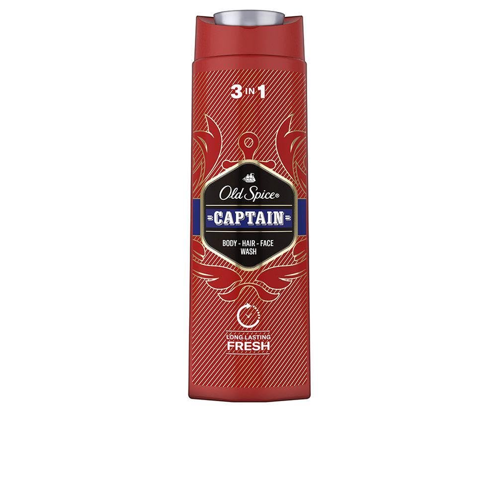Captain 3-in-1 Shower Gel for Hair, Face and Body 400 ml, Long-Lasting Freshness, Fragrance Quality, Deep Cleansing