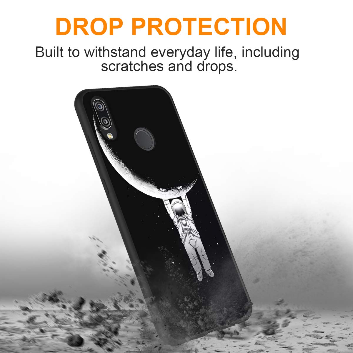 Yoedge Cover Per Huawei P20 - 2 Pezzi Custodia Morbida In Silicone TPU, Nero Opaco Con Disegno Arcobaleno, Ultra Sottile Antiurto, Protezione Completa - 2