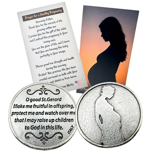 Pregnancy Prayer Token Set with St Gerard Italian Metal Pregnant