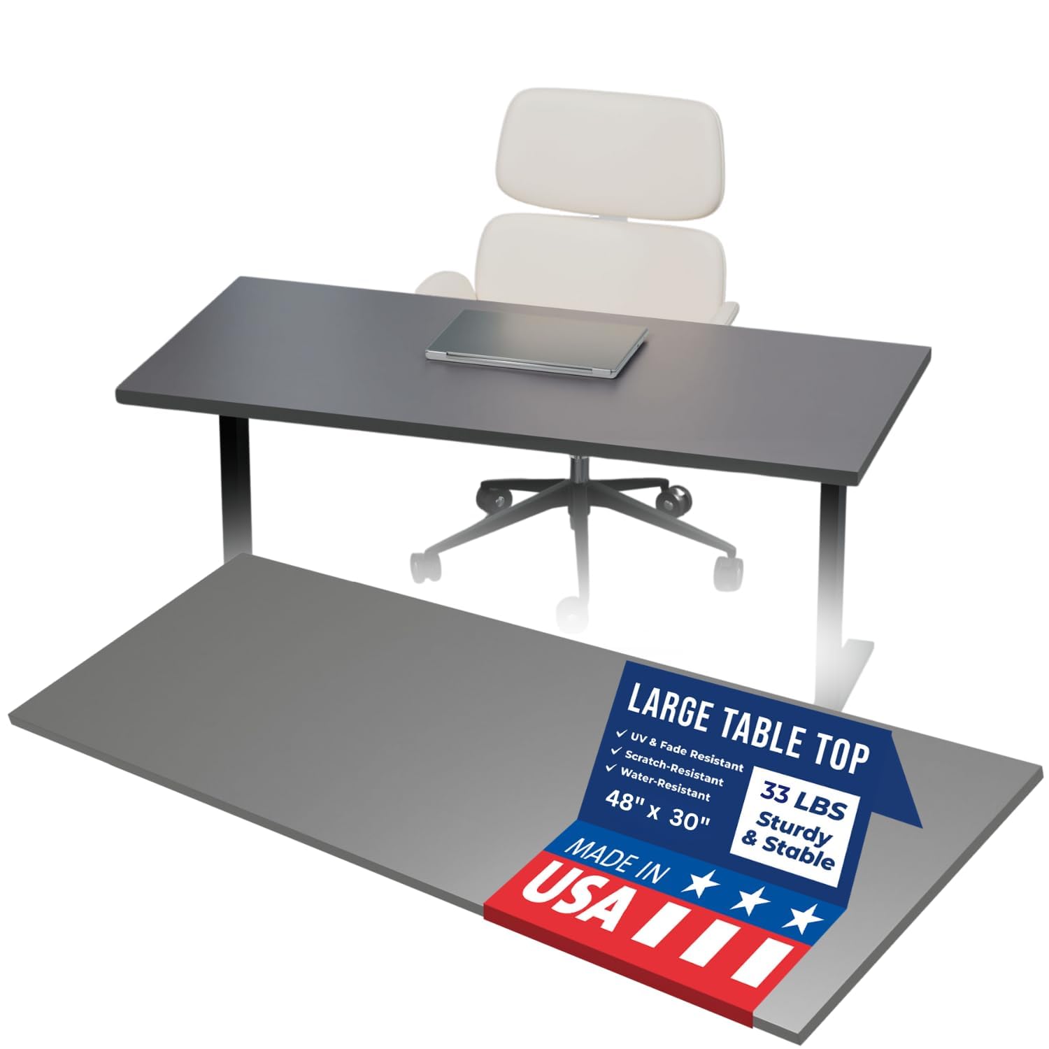 Photo 1 of ** factory sealed ** OfficeSimpli 60 x 24 Inch Desk Top, Made in USA Replacement Table Top for Sit-to-Stand Adjustable Desk Frame, Countertop, Workbench for Classroom, Home and Office (Desk Top only) - Slate Grey