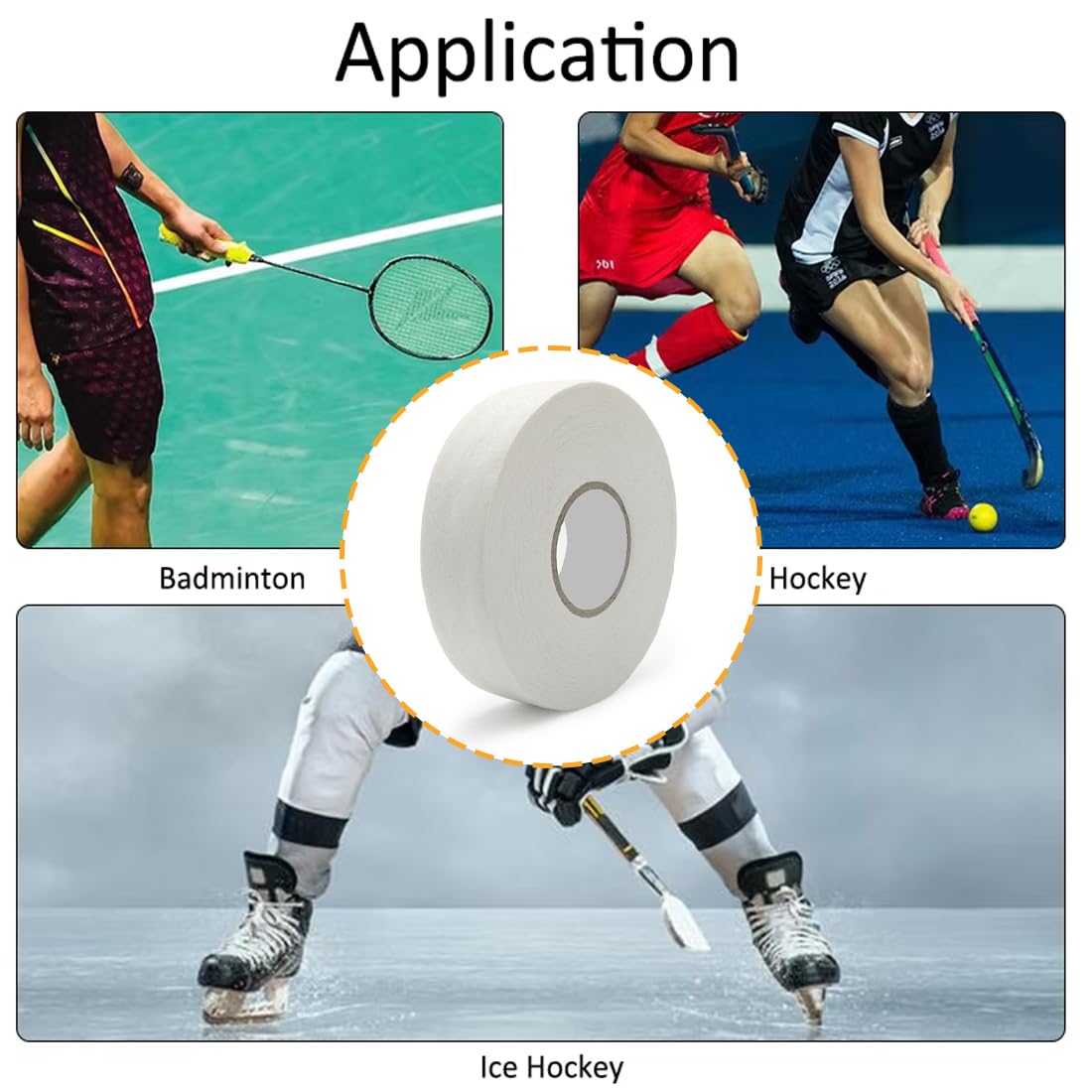 IKOPFLN Cinta de Hockey Cinta de Agarre para Deportes Cinta Adhesiva de Hockey sobre Hielo para Hockey la Raqueta de Tenis la Cuerda de Esquí la Caña de Pescar 25M*2.5cm Incluye 1 Tijera en U