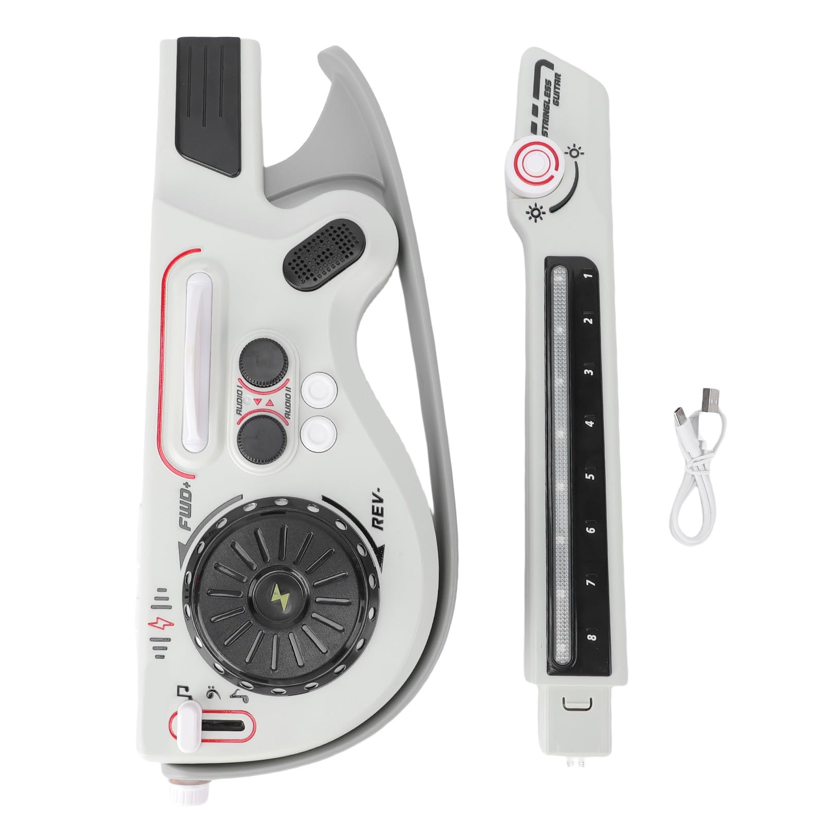 Sxhlseller Giocattolo per Chitarra Bluetooth per Bambini |Basso Elettronico Pieghevole Senza Corde con Tasti di per l'apprendimento Musicale (WHITE)