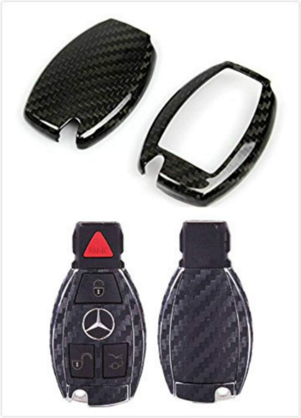 Piatek MB-KCB Carbon Fiber Remote Smart Key Shell Frame Snap On Case Holder Cover for Mercedes Benz A, C, E, S, R, CL, CLA, AMG, GL, ML, SL, SLK, Sprinter, CLS, G Series