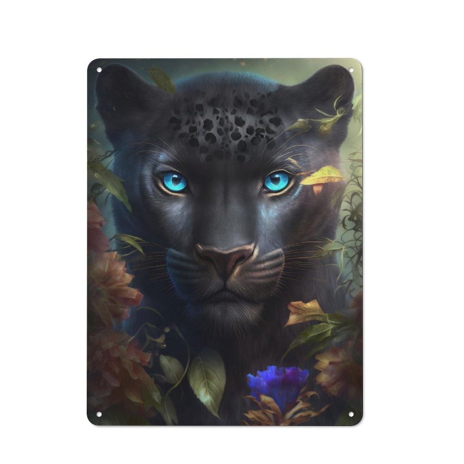 Junmoney Fantasy Black Panther Vintage Tin Sign 40X30cm With For Living Room Or Hallway, For Living Room Decor Lovers