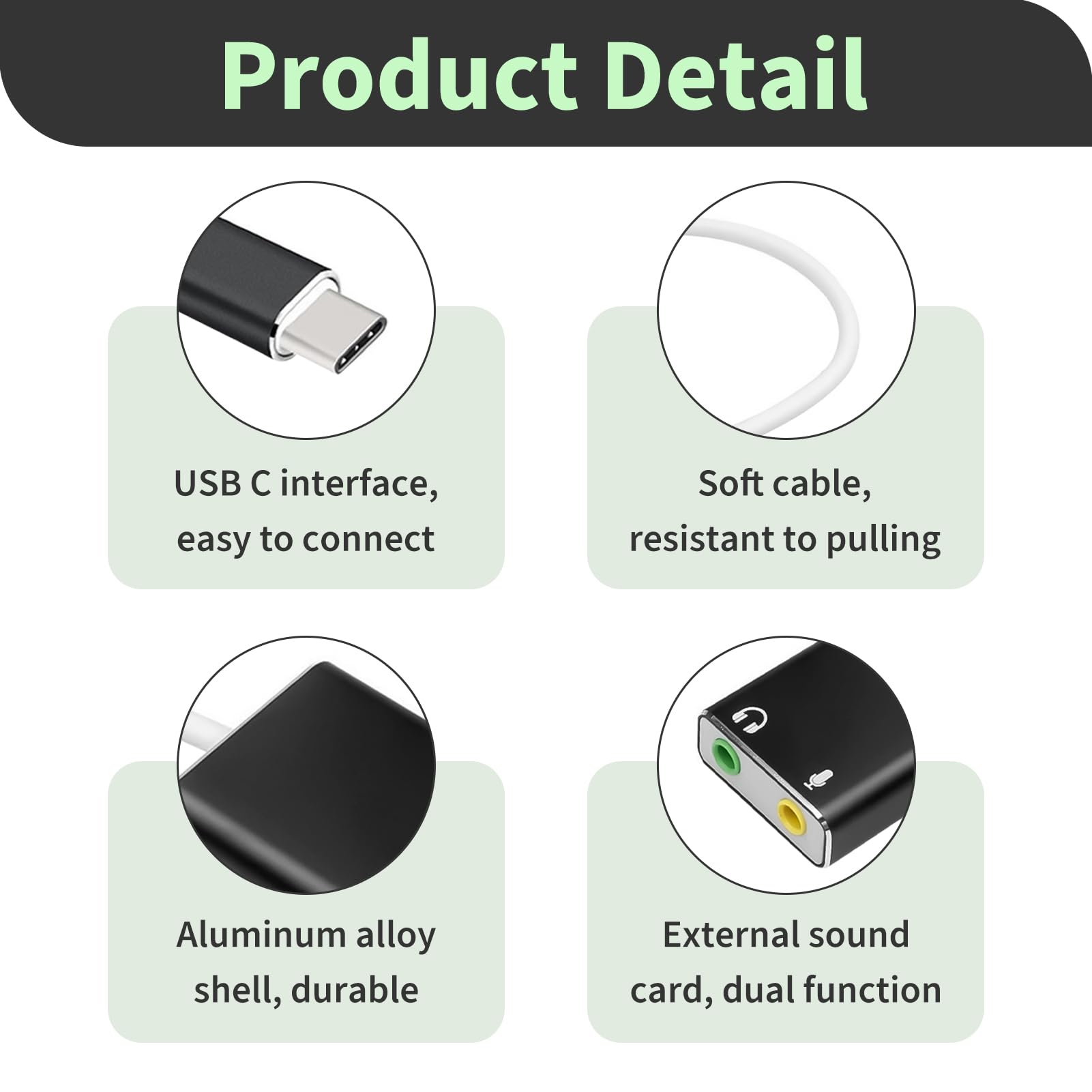 Scheda Audio Esterna USB C, Adattatore Audio USB Tipo C a Jack 3,5mm, Scheda Audio Esterna con Microfono e Cuffie, Compatibile con PC, Laptop, PS4, PS5, XBOX, Mac, Linux, Plug & Play, Senza Driver