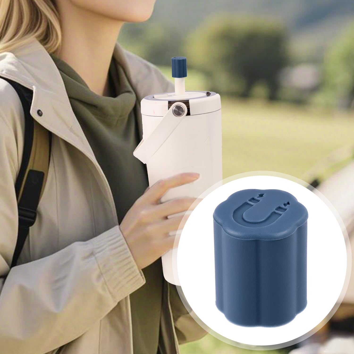 Lyreh 3pz Tappi Magnetici Cannucce per BrüMate, Pratici Copri Tazza in Silicone Magnetico Accessori Compatibili con Tutti Tumbler Era e Resa Perfetti per Arrampicata Picnic (Blu Scuro)