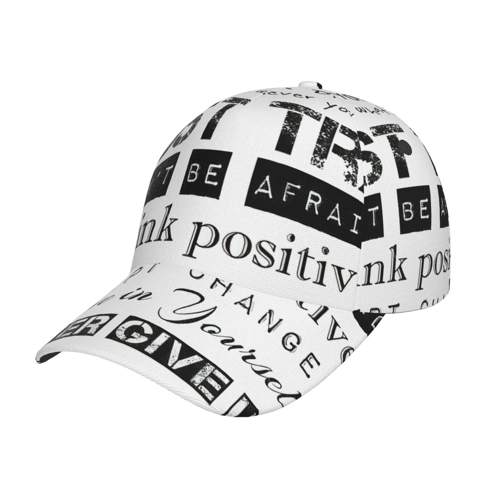 Chabu Unisex Black Never Give Up Baseball Cap Sun Hat Dad Hat Trucker Cap Classic Adjustable Size Outdoor Sports Golf