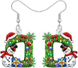 Brincos com pingente de letra inicial de Natal para professores, presentes de Natal em acrílico para mulheres, presentes de agradecimento para acessórios de aniversário de inverno