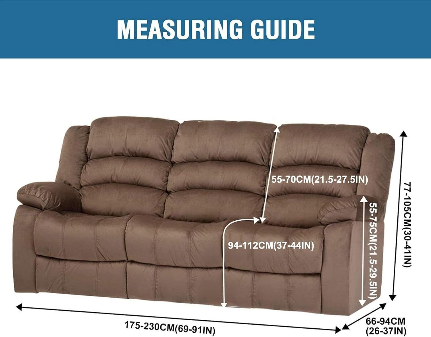 Funda for sillón reclinable Relax de Terciopelo elástico de 1 Plaza, 4 Piezas con Bolsillos Funda for sillón eléctrico reclinable Relax(Grigio,3 posti)