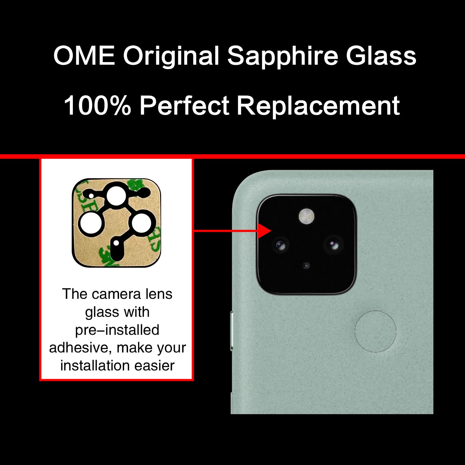 Tempered Glass Camera Lens Protector For Google Pixel 5 - Clear, 9H Hardness