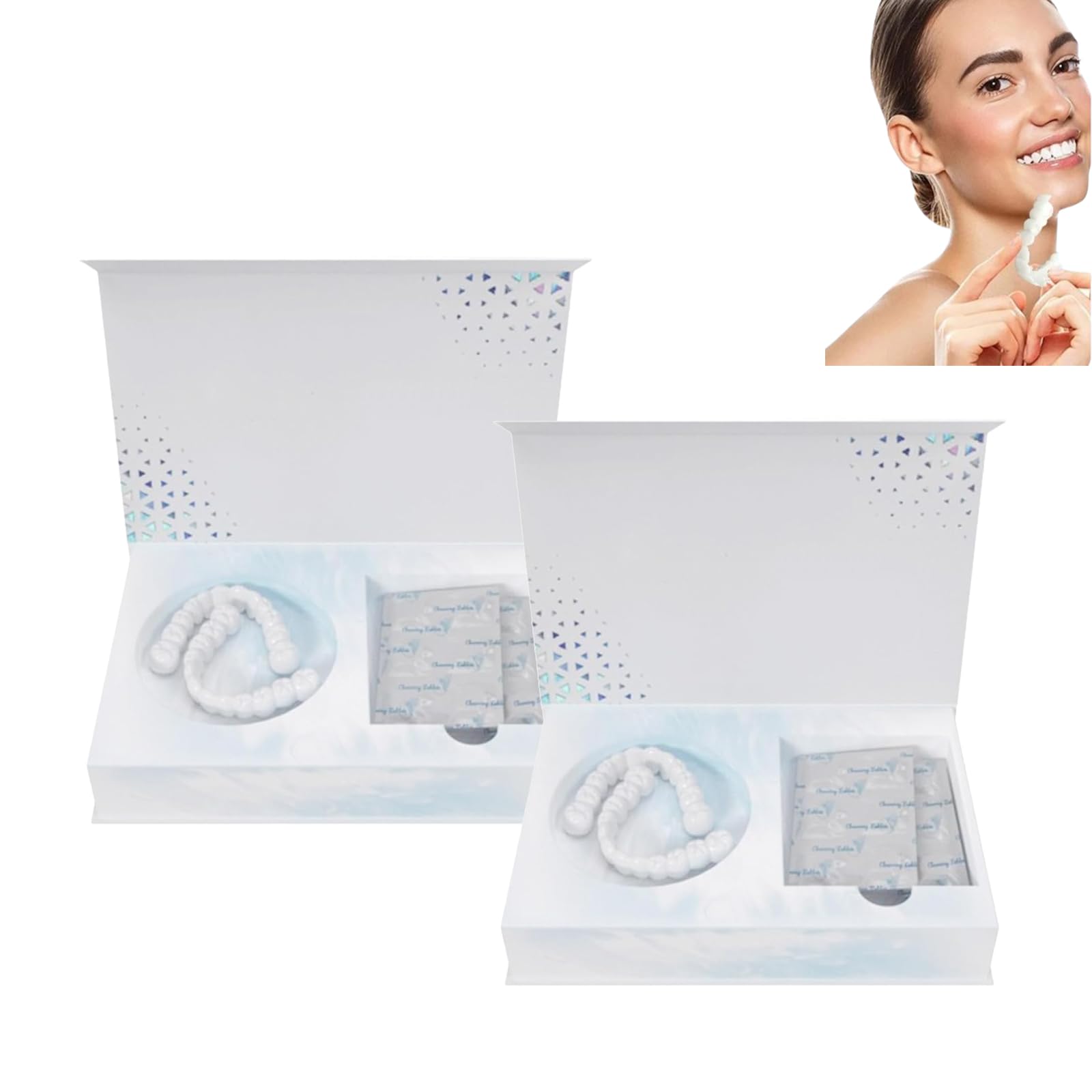 Dentaduras postizas moldeables de silicona, juego de rebase de silicona para dentaduras postizas moldeables, suaves y cómodas, para mujeres y hombres, 2 piezas
