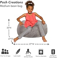 Vista 48 de Posh Creations - Puff para niños, adolescentes y adultos, incluye funda extraíble y lavable a máquina, tamaño grande de 38 pulgadas, lona con diseño