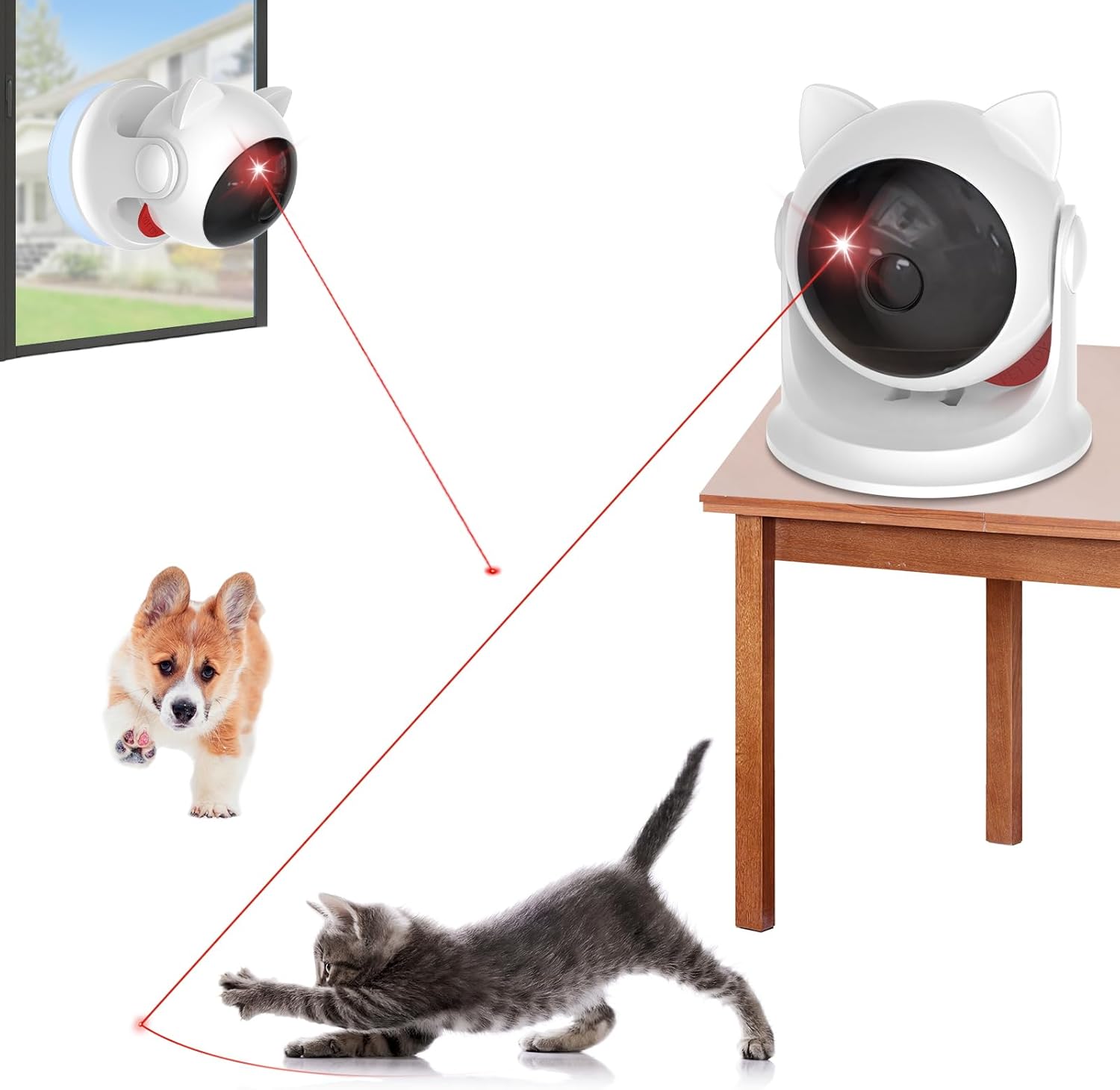 Automatic Cat Laser Toy Interactive Cat Toys for Indoor Cats/Kitty/Dogs,​​Laser Toys for Bored Indoor Adult Cats