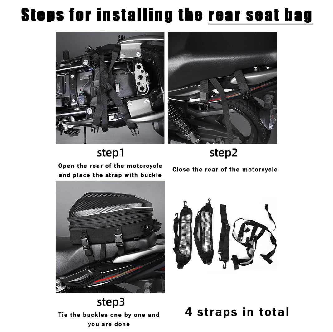 Alforjas Moto para Honda PCX 125 PCX 150 PCX125 PCX150, Mochila RíGida Moto Bolsa De Asiento Trasero Moto Extensible Bolsa Trasera Moto Impermeable con Correas