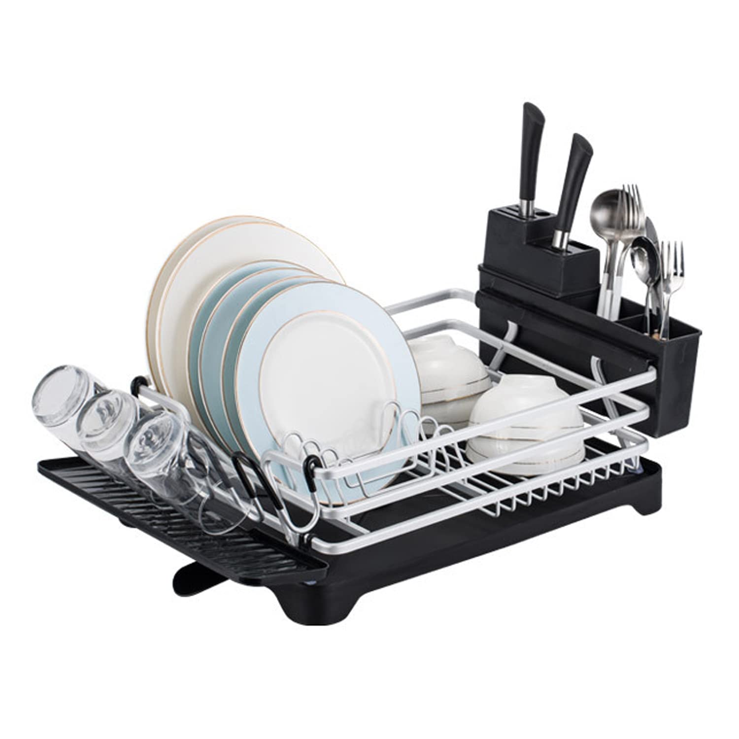 MOSYCLE Dish Rack - Drying Stand Dish Rack- Dish Rack Kitchen Organizer -Dish Rack With Tableware Cutting Board Rack, Dish Rack Drainer Board Rack, 1-Layer Dish Racks For Home Kitchen (Silver)