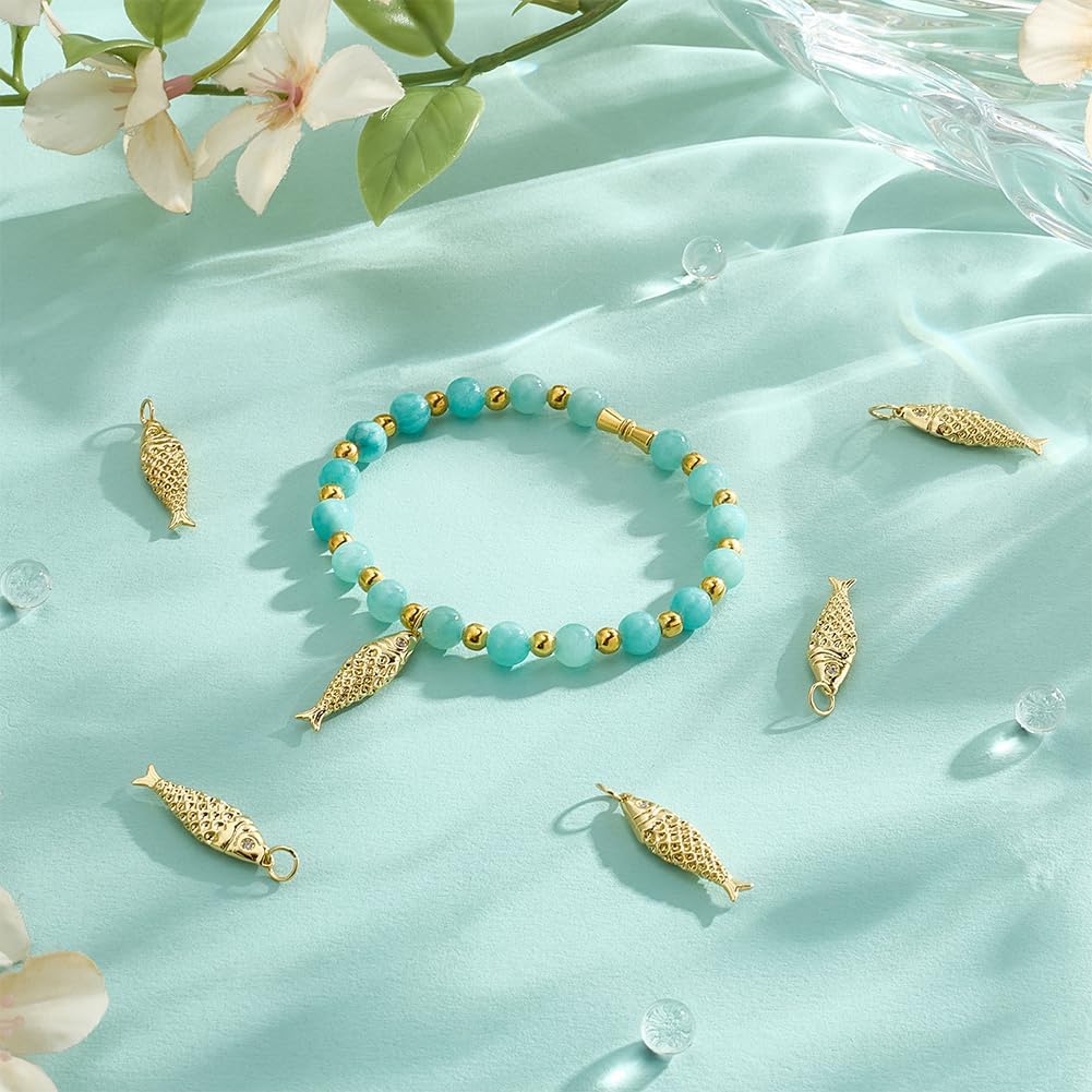 BENECREAT 8Pcs Brass Fish Charms, Gold & Platinum Sea Animal Fish Shaped Pendants for DIY Bracelet Necklace Earrings Jewelry Making - Image 4