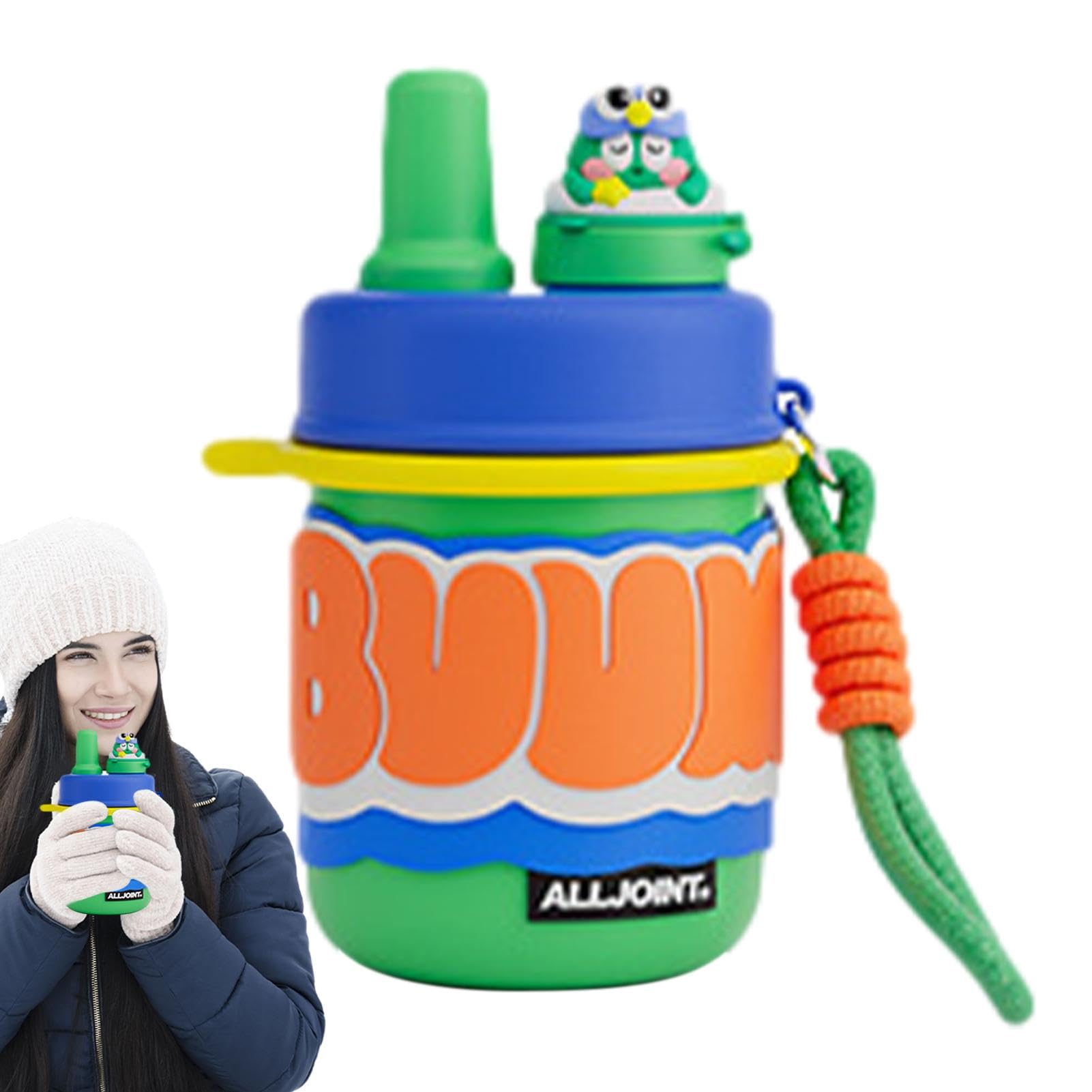 Botella de agua de dibujos animados para niños, botella de agua de | dibujos animados con pajita - Botella aislada de agua de dibujos animados de 420 ml con pajita - Taza de agua deportiva de