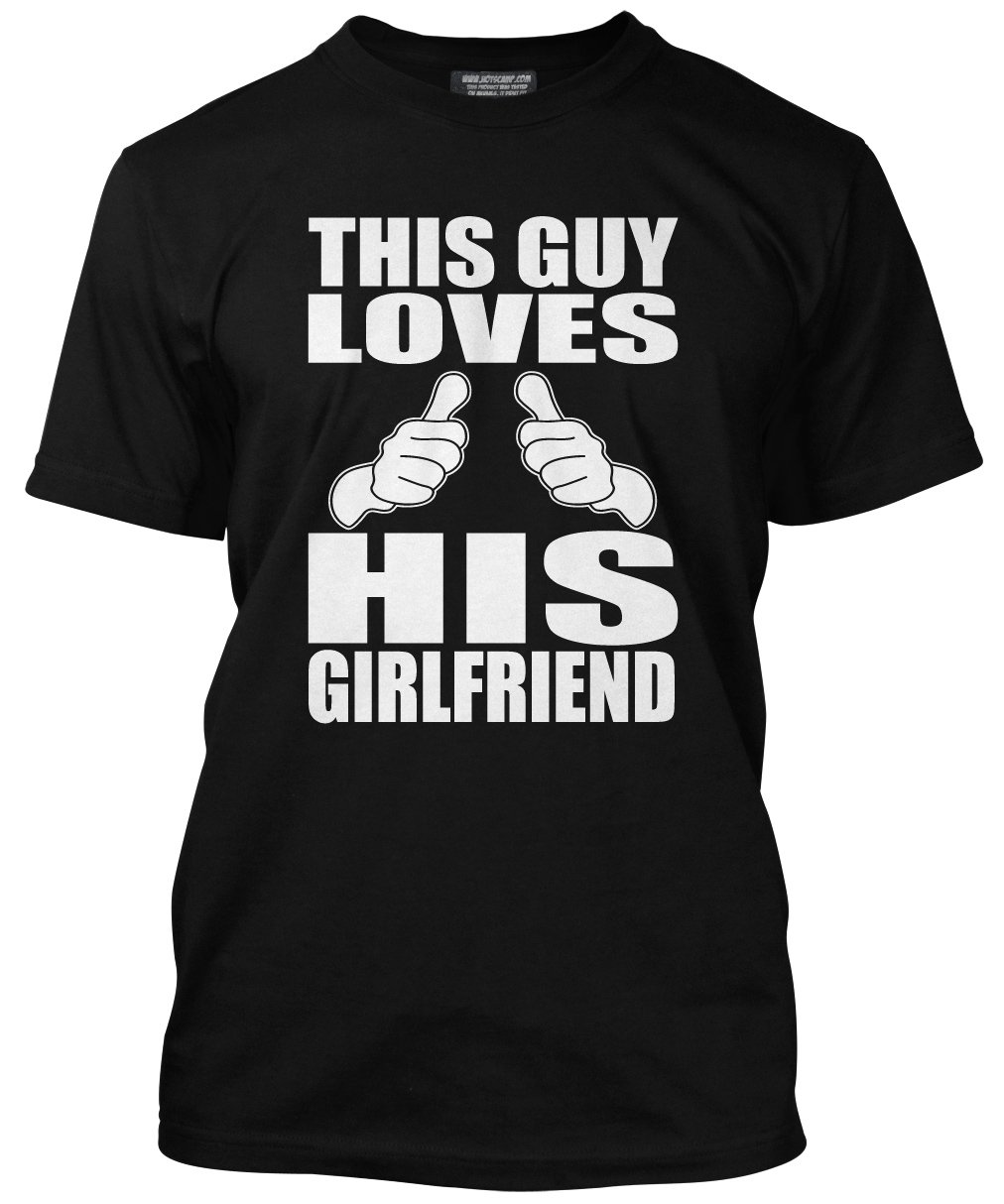 Hotscamp Men's Black This Guy Loves His Girlfriend Unisex T-Shirt - Medium