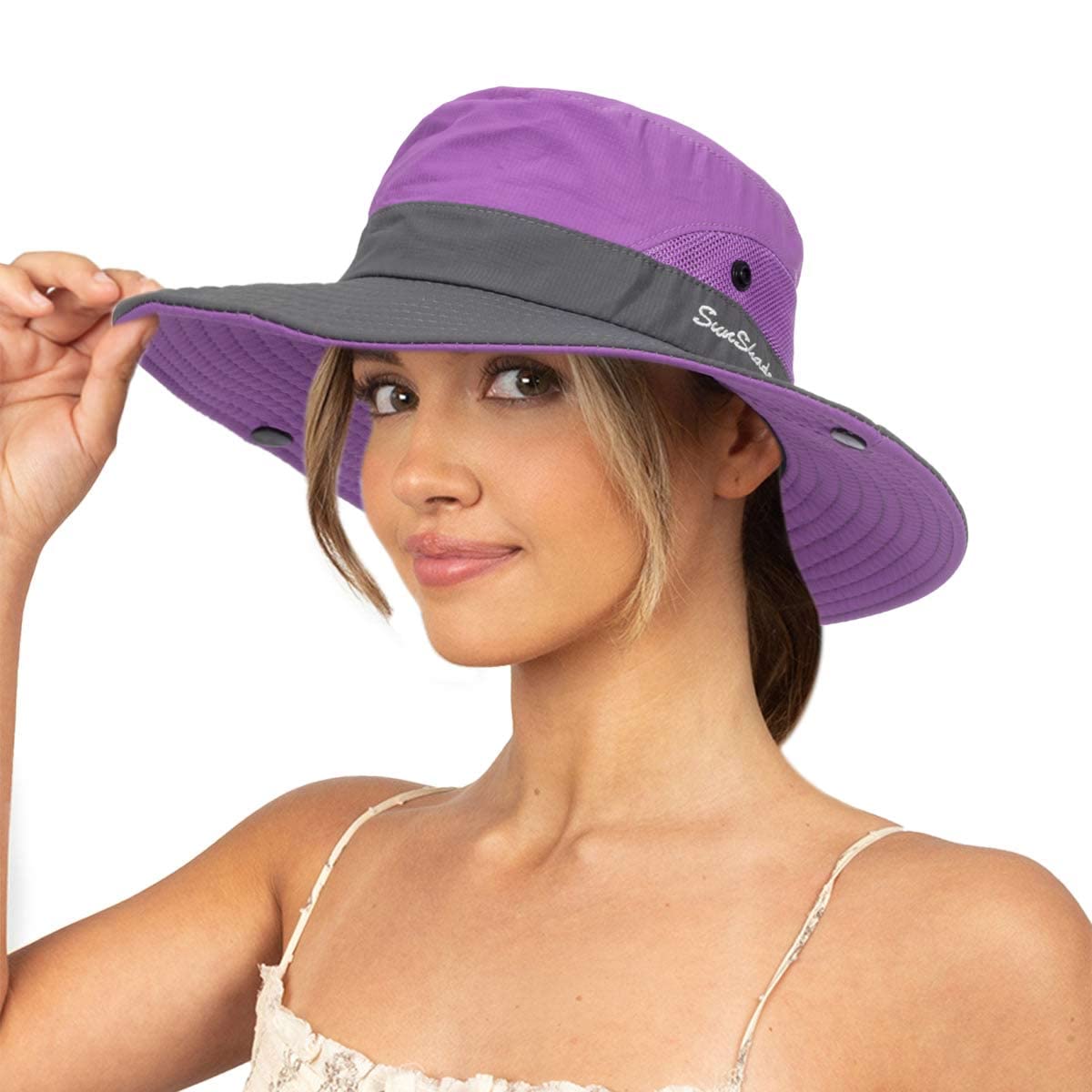 Sun Hat for Women Summer UV Protection Beach Hat with Ponytail Hole
