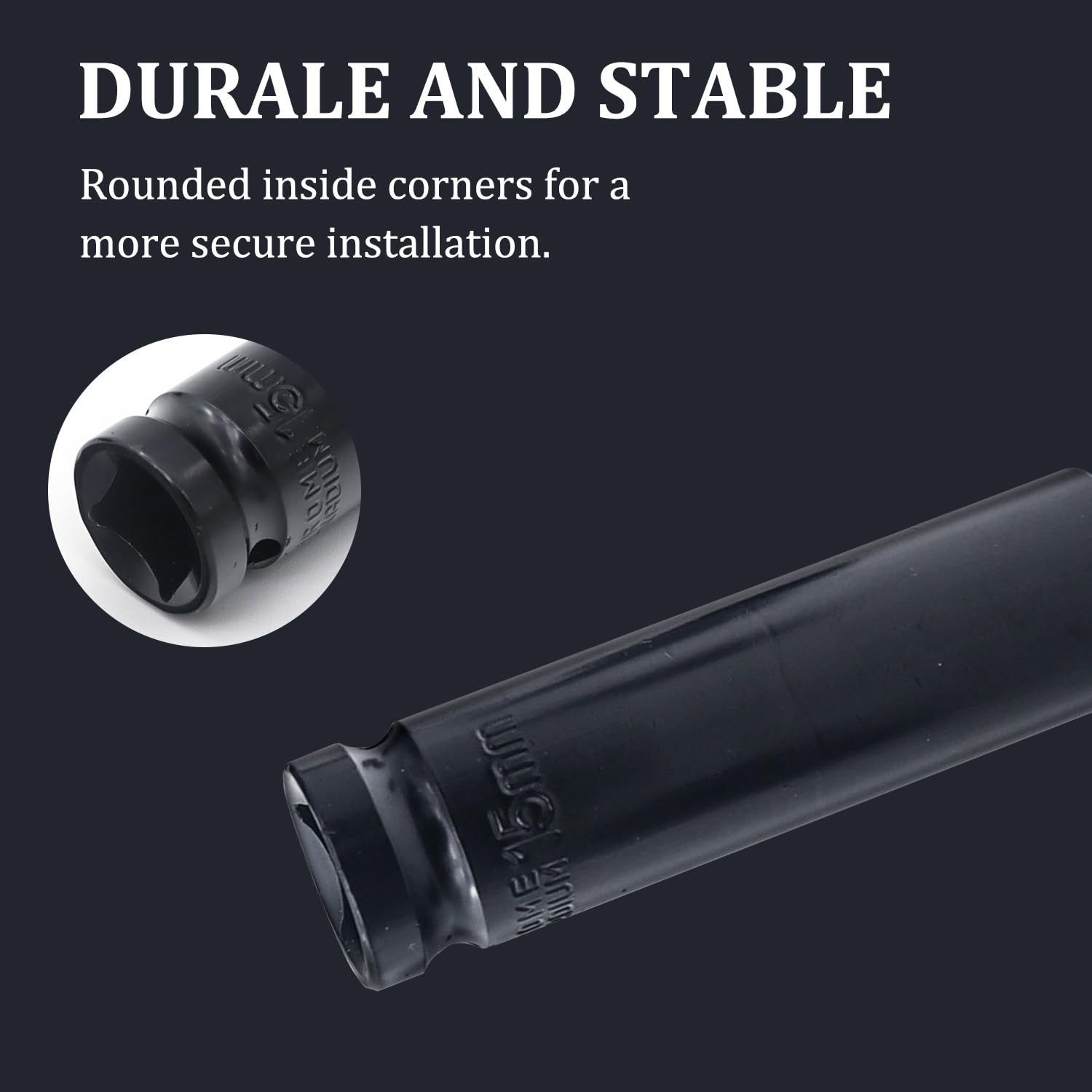 Juttzzei 1/2 Inch Drive 15mm Deep Impact Socket - Heat-Treated CR-V Steel, 78mm Length, 6-Point Metric Sizes for Car & Home Repair - Image 4