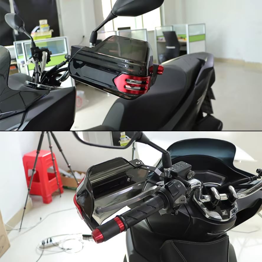 Image of Universal Motorcycle Wind Handguard - Strong & Durable Hand Protector for Bike, Red Smoked Finish, Stylish Design, Long Life, Easy Installation, High Quality Handlebar Shield