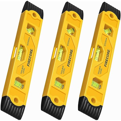Firecore 3pcs Magnetic Torpedo Level, 9-Inch Shockproof Toolbox Level with 3 Bubble Spirit Level 45 90 180 Degree
